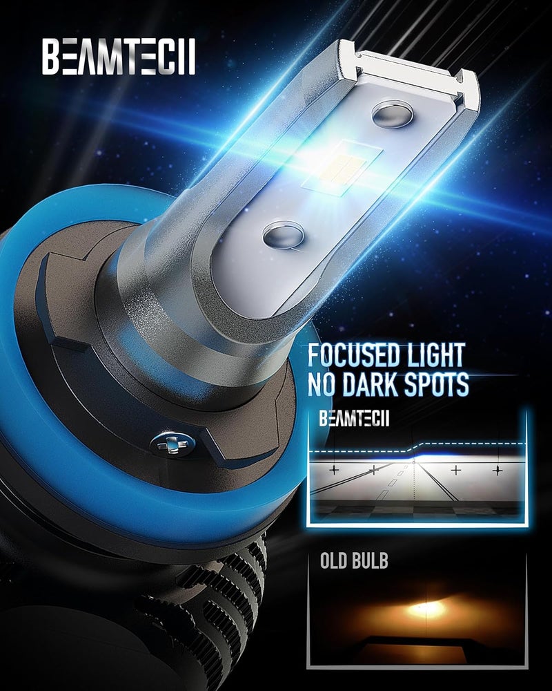 BEAMTECH H11 Bulbs, S1 Series H8 H9 Fog lights, 300% Brighter 6500K White, 2 Bulbs - Image 3